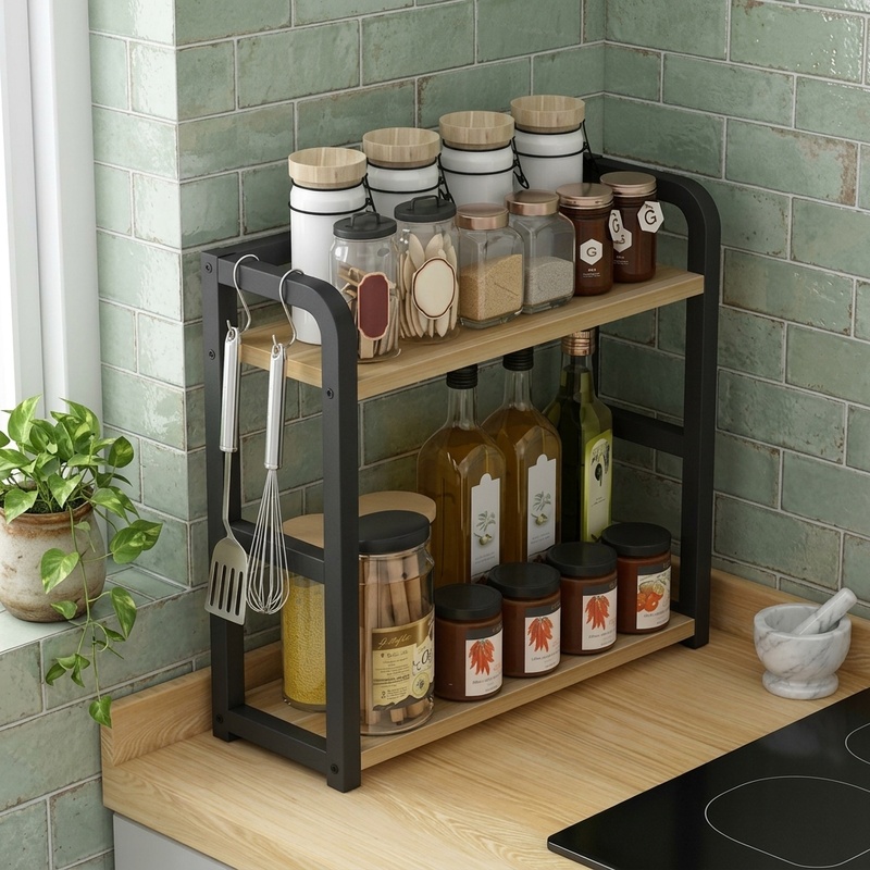 Kitchen Uncle - 2-Tier Metal Countertop Shelf, Space Saving